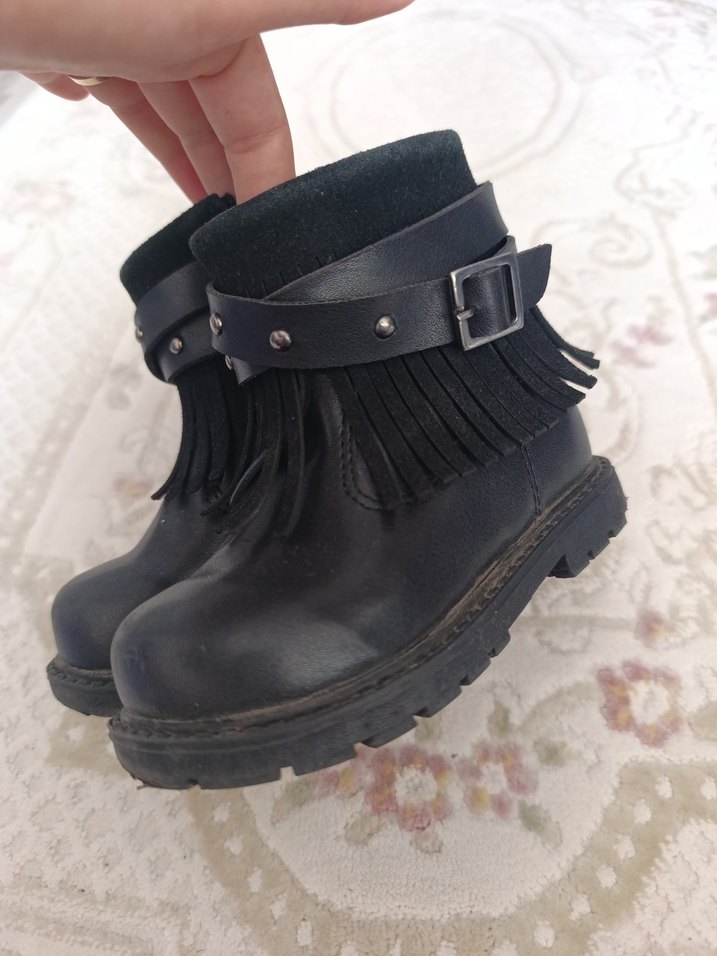 Kız Çocuk Siyah Deri Tokalı Bot - Görsel 3