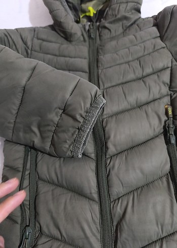 24-36 Ay Beden Erkek Çocuk Gri Kapüşonlu Fermuarlı Mont