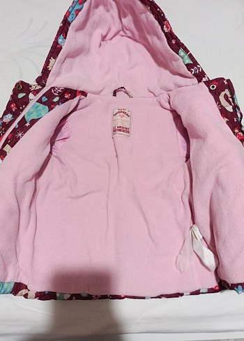 Kız Çocuk Kapüşonlu Renkli Desenli Mont - Görsel 5