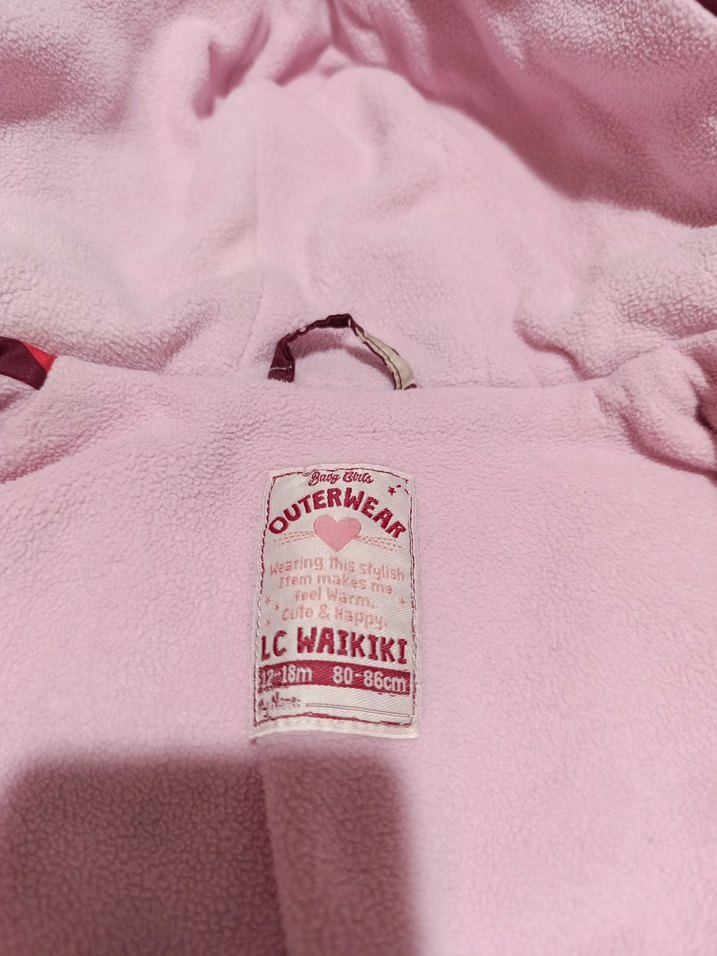 Kız Çocuk Kapüşonlu Renkli Desenli Mont - Görsel 4