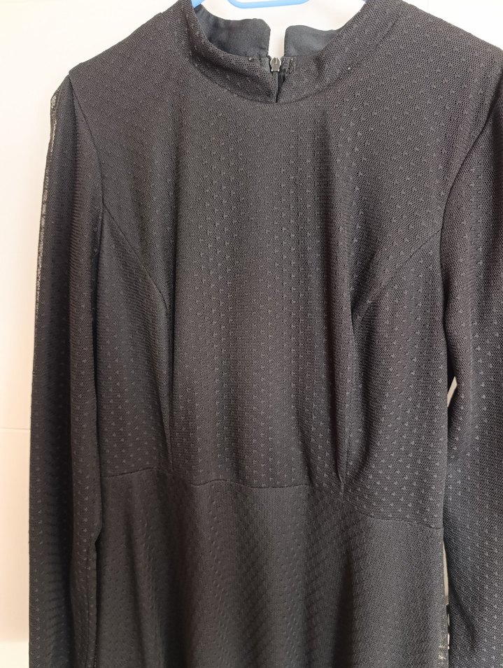 Uzun Kollu Siyah Pilili Gotik Elbise - Görsel 2