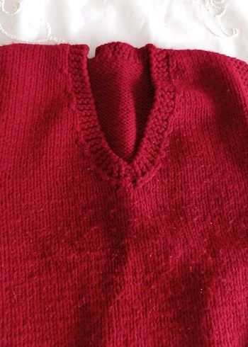 Kadın Bordo V Yaka Triko Süveter - Görsel 2