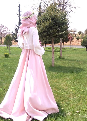 Pembe Bohem Uzun Salaş Kadın Abiye - Görsel 5