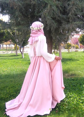 Abiye Pembe Bohem Uzun Salaş Kadın Abiye