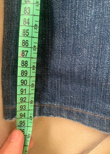 Vintage Kadın Mavi Bol Kesim Midi Kot Pantolon - Görsel 6