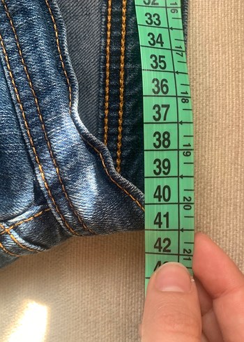 Vintage Kadın Mavi Bol Kesim Midi Kot Pantolon - Görsel 5