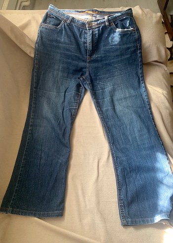 Vintage Kadın Mavi Bol Kesim Midi Kot Pantolon - Görsel 2