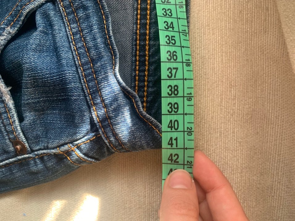 Vintage Kadın Mavi Bol Kesim Midi Kot Pantolon - Görsel 5