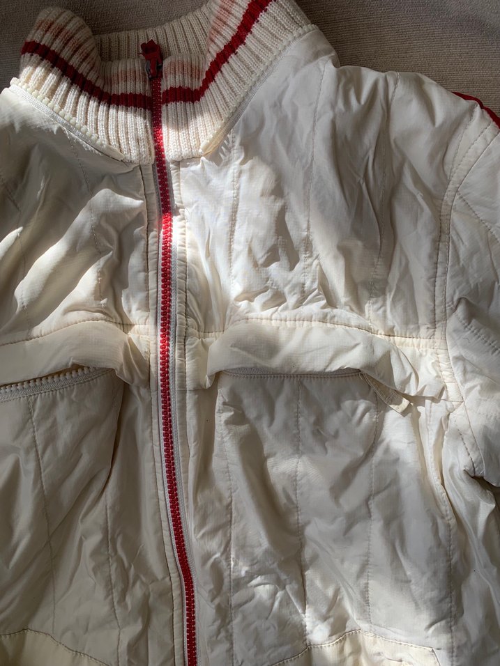 Vintage Beyaz Fermuarlı Uzun Kollu Kadın Mont - Görsel 2