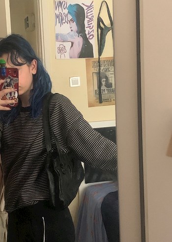 Vintage Siyah Deri Omuz Çantası - Görsel 6