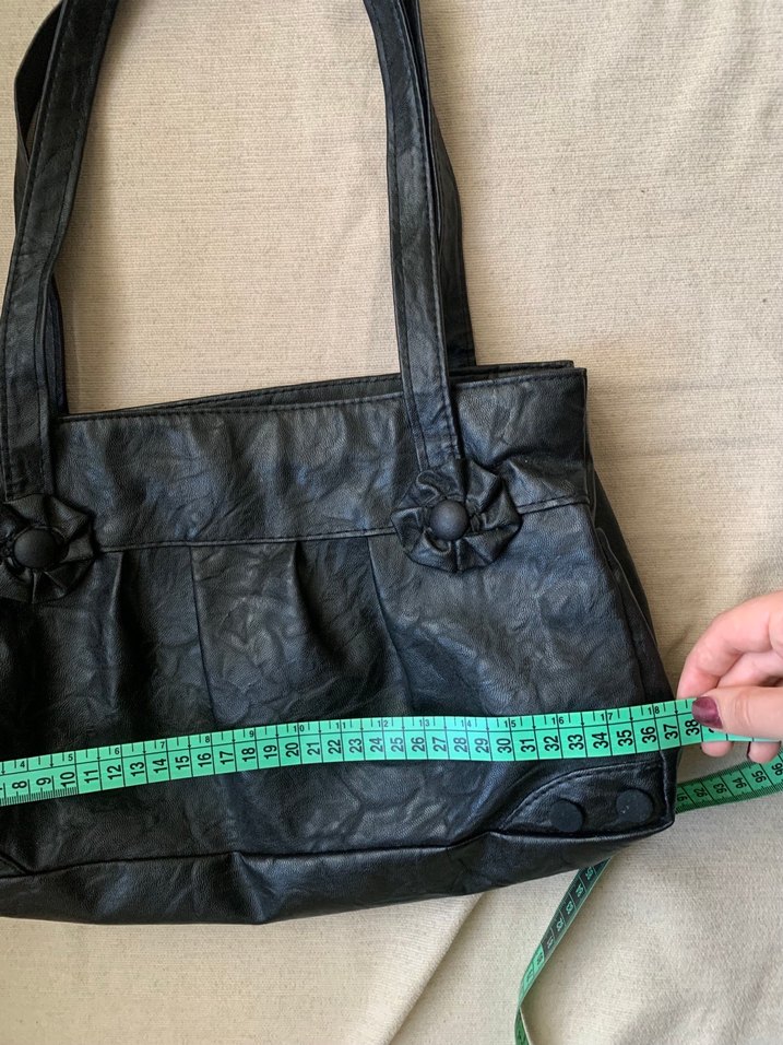 Vintage Siyah Deri Omuz Çantası - Görsel 5