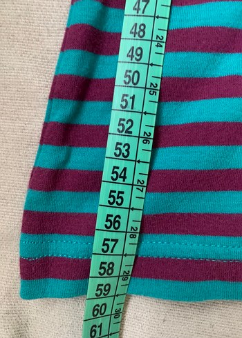 Vintage Uzun Kollu Turkuaz Çizgili - Görsel 3