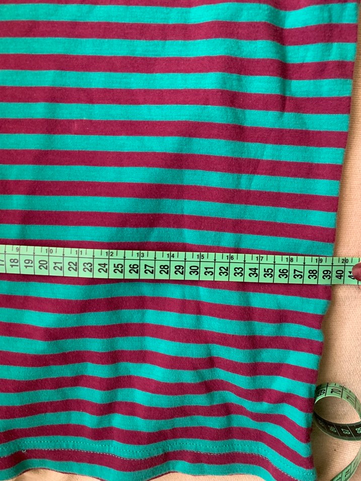 Vintage Uzun Kollu Turkuaz Çizgili - Görsel 4