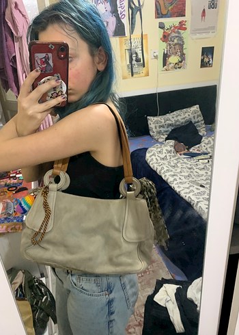 Bej Süet Bohem Hotiç Çanta - Görsel 6