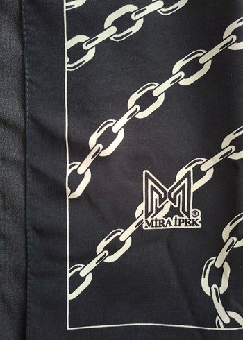 Zincir Desenli Siyah şal - Görsel 3