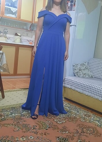 Krep uzun elbise