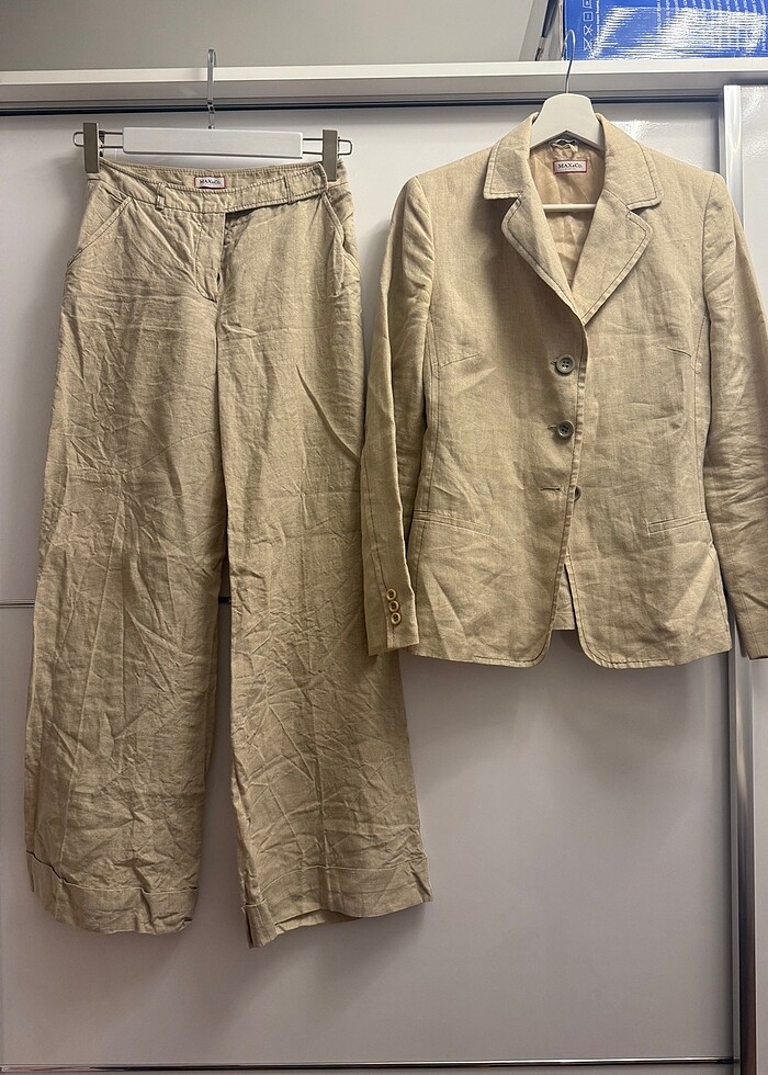 Keten ceket pantolon takım - Görsel 2