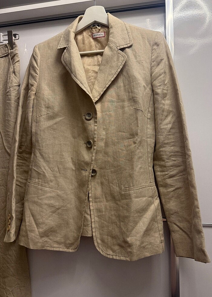 Keten ceket pantolon takım - Görsel 4