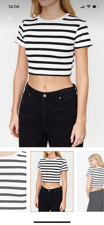 s Beden çeşitli Renk çizgili crop top