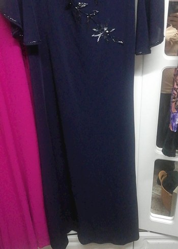 Uzun Kollu, İşlemeli Mavi Hamile Tuniği - Görsel 2