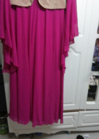 Pembe Uzun Abiye Elbise ve Parlak Ceket - Görsel 2