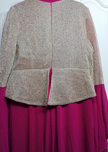 Pembe Uzun Abiye Elbise ve Parlak Ceket - Görsel 5