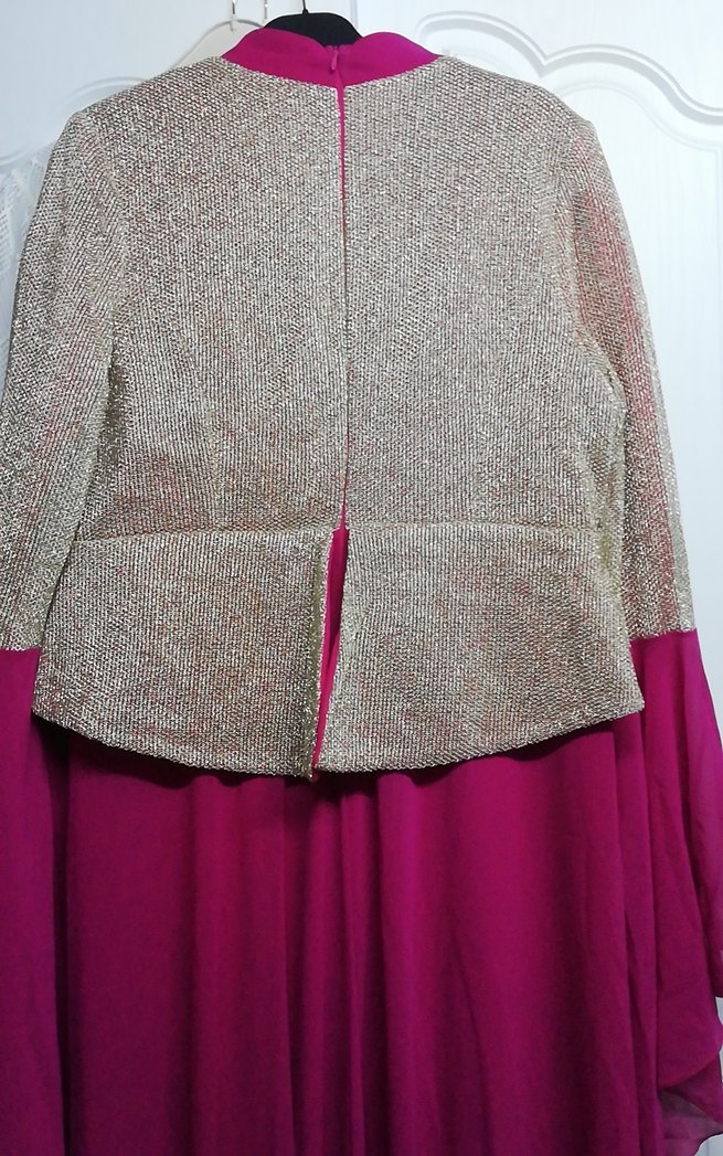 Pembe Uzun Abiye Elbise ve Parlak Ceket - Görsel 5