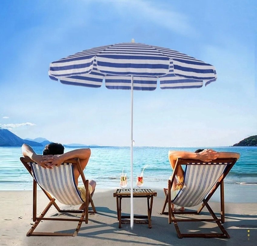 Mavi Çizgili Plaj Şemsiyesi - Görsel 3