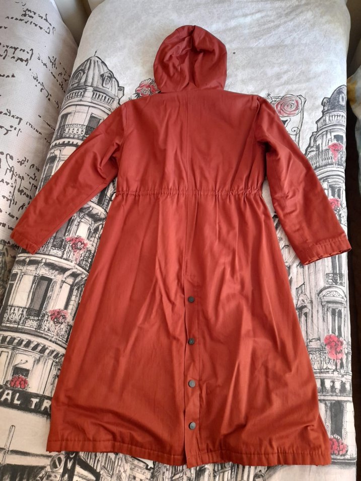 Koyu turuncu Düğmeli Uzun Ceket - Görsel 2