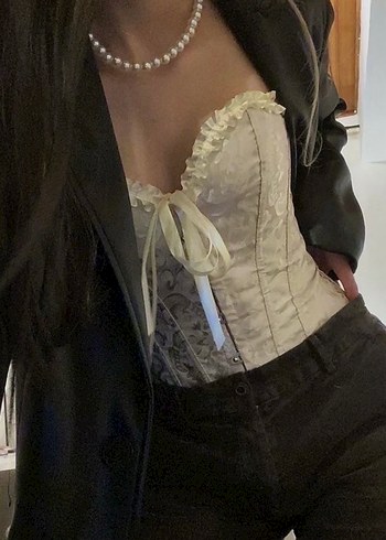 Dantel İşlemeli Beyaz Straplez Büstiyer - Görsel 2