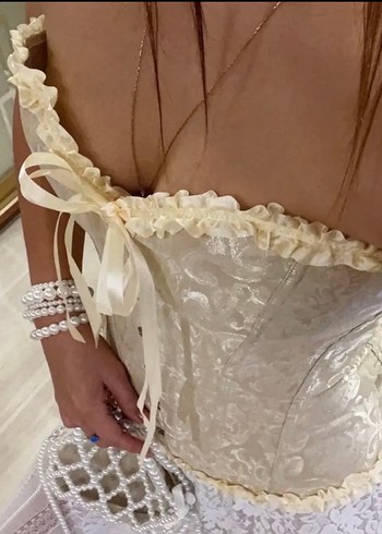 Dantel İşlemeli Beyaz Straplez Büstiyer - Görsel 3