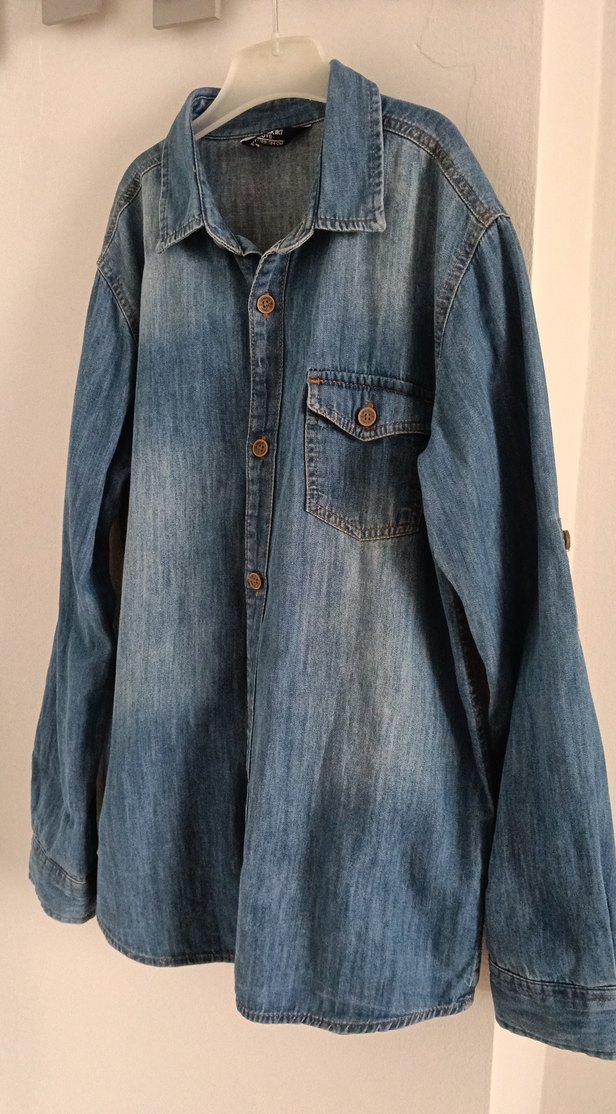 Düğmeli Mavi Erkek Çocuk Denim Gömlek - Görsel 2