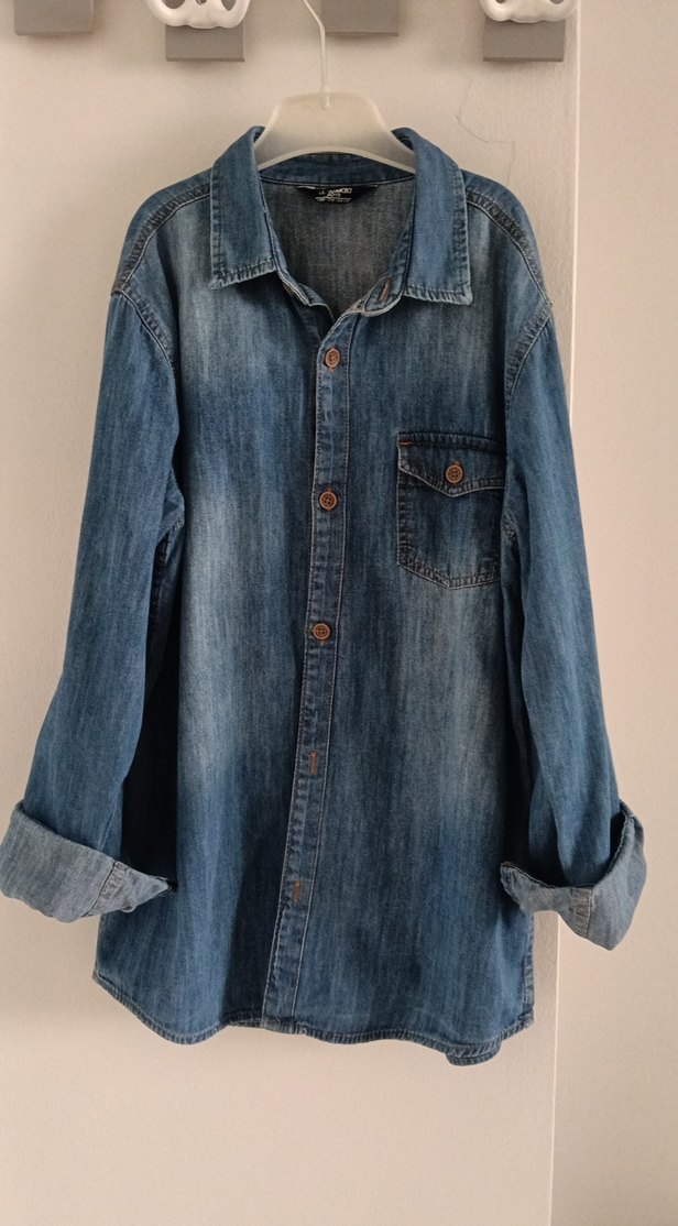 Düğmeli Mavi Erkek Çocuk Denim Gömlek - Görsel 4