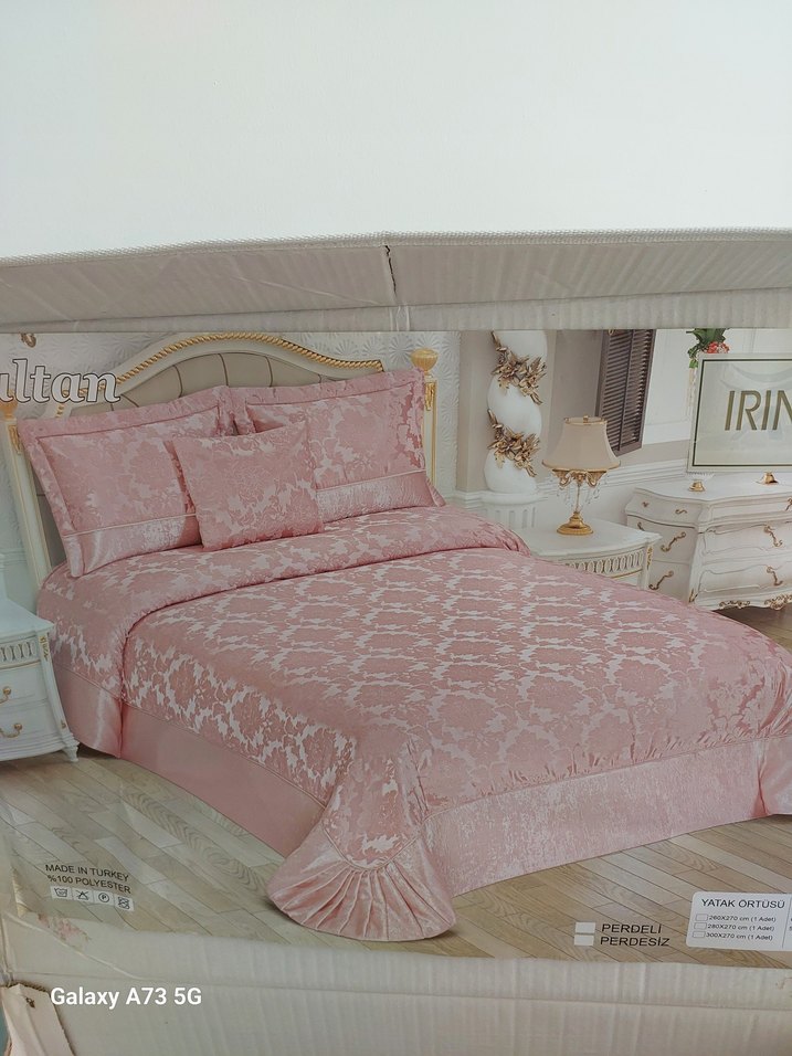 Pembe Nakışlı çif kişilik  Yatak Örtüsü - Görsel 2