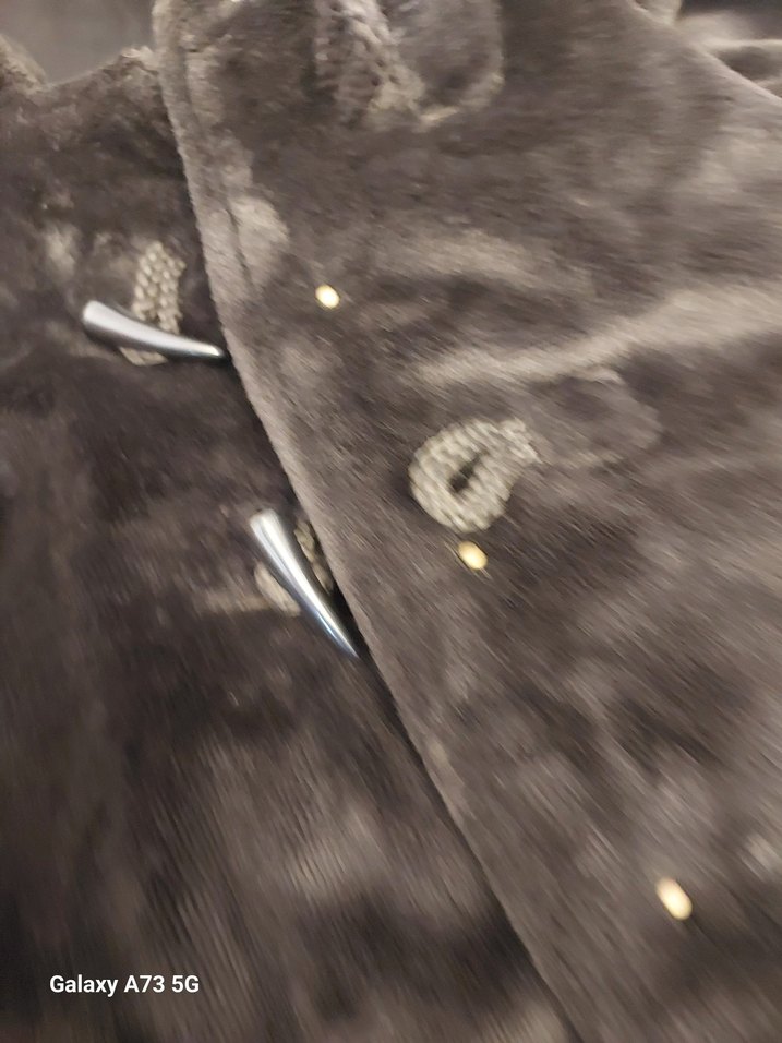 siyah i Kapüşonlu kiz Çocuk Kürk Detaylı Kaban - Görsel 5