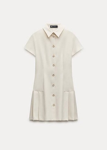 Zara Beyaz Mini Kısa Kollu Elbise