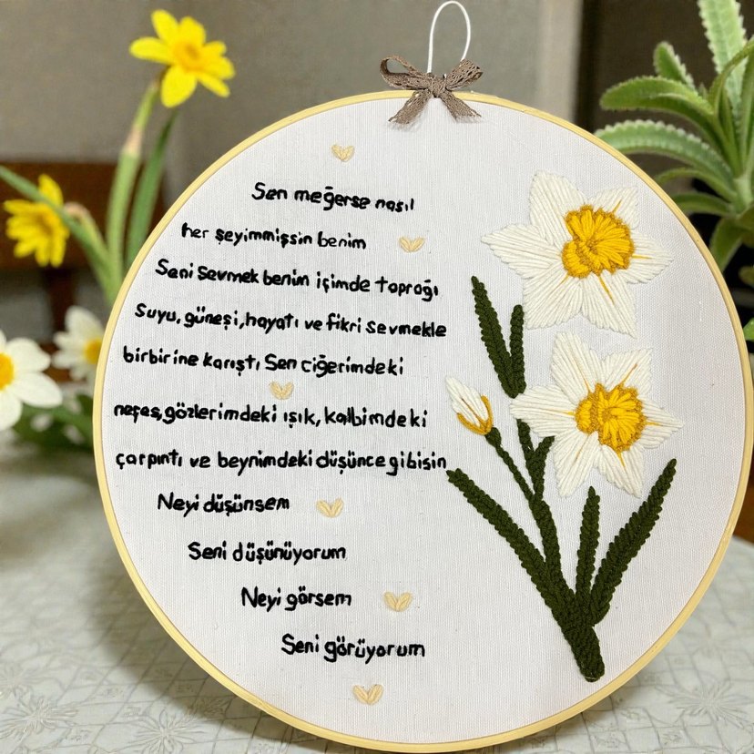 El Nakışlı punch Çiçekli Şiir Panosu - Görsel 2