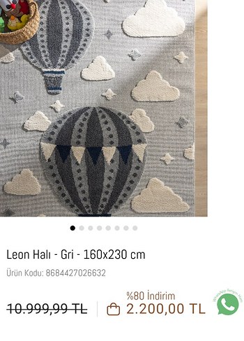 Leon Gri Çocuk Halısı 160x230 cm - Görsel 5