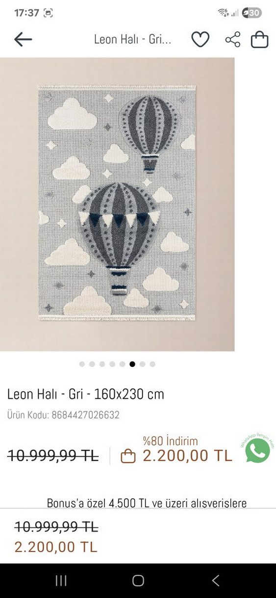 Leon Gri Çocuk Halısı 160x230 cm - Görsel 4