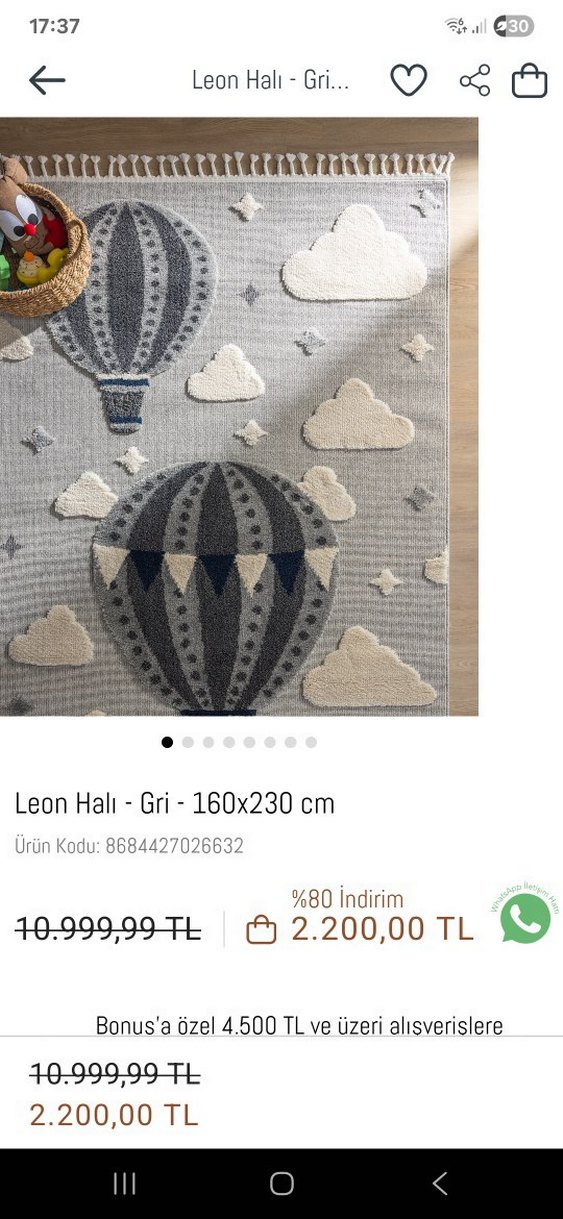 Leon Gri Çocuk Halısı 160x230 cm - Görsel 5