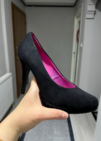 Pembe İç Detaylı Siyah Platform Topuklu Stiletto - Görsel 5