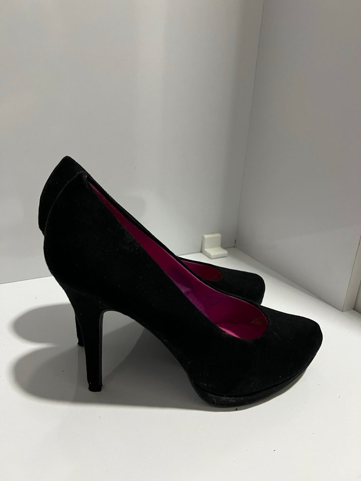 Pembe İç Detaylı Siyah Platform Topuklu Stiletto - Görsel 2