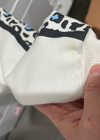 Kız Çocuk Beyaz Sweatshirt ve Alt Takım - Görsel 2