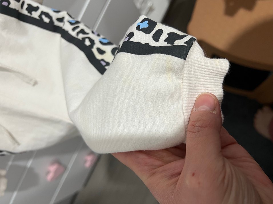 Kız Çocuk Beyaz Sweatshirt ve Alt Takım - Görsel 2