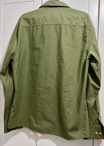 Düğmeli, Uzun Kollu Haki Erkek Gömlek - Görsel 4