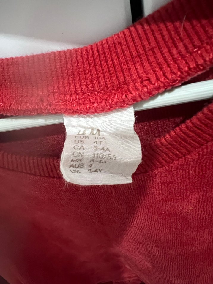 Kız Çocuk Kırmızı Uzun Kollu Kadife Elbise 3-4 yaş - Görsel 2