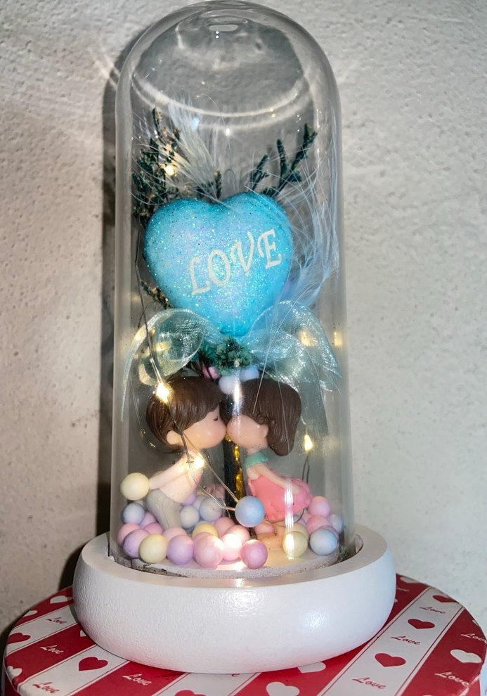 Turkuaz Pastel Aşk Figürlü Dekoratif Biblo - Görsel 2