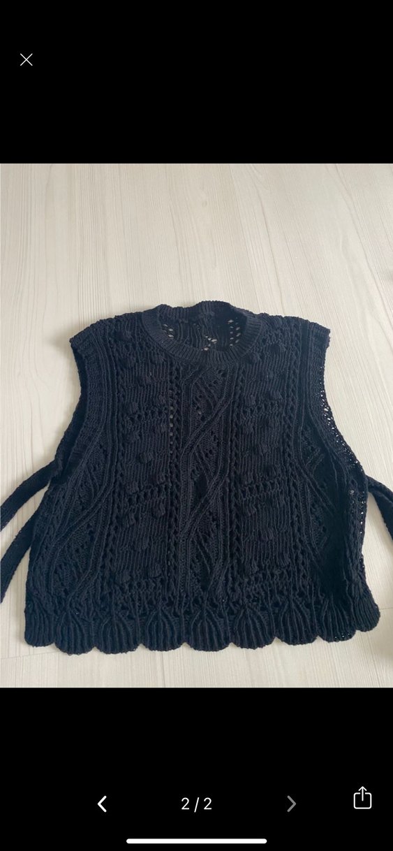 Siyah Örgü Kolsuz Bohem Kazak - Görsel 2