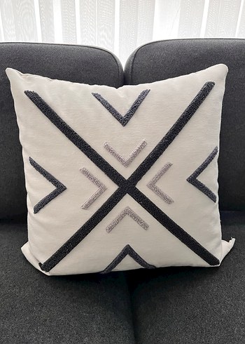 Gri Beyaz Dekoratif Yastık Kılıfı - Görsel 2