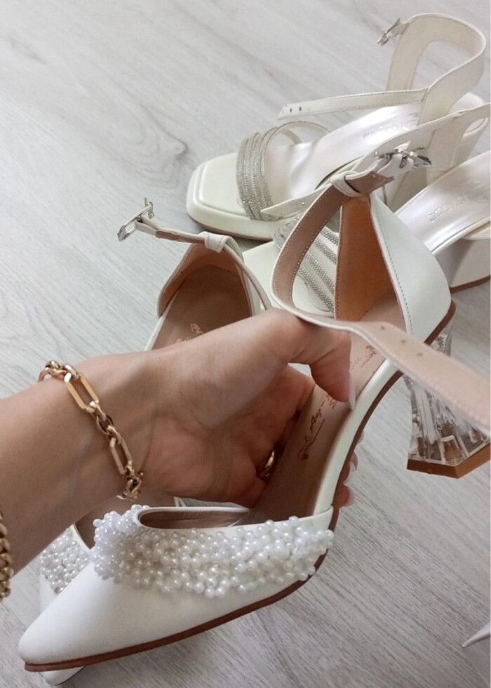 İncili topuklu ayakkabı 36 numara - Görsel 2